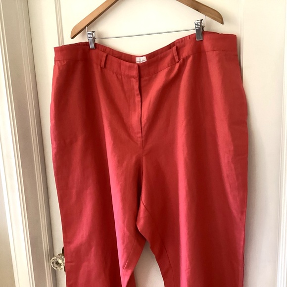 Emma James Linen Blend Capri Pants Women’s Plus 24W Coral Pink Flat Front Summer - Picture 3 of 13